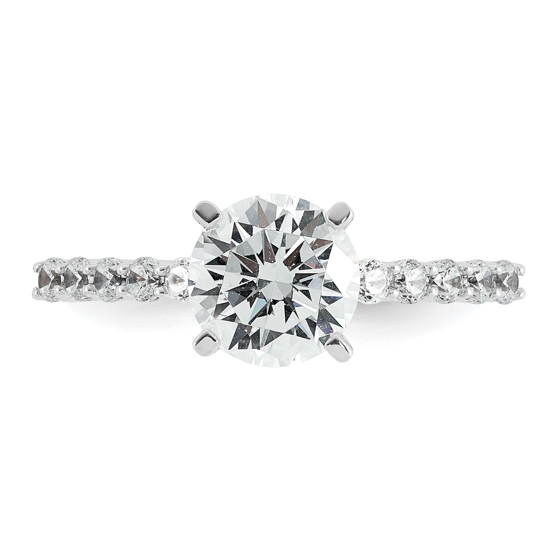 14k White Gold 1 7/8 carat Lab Grown Diamond VS+ F+ Round Complete Engagement Ring