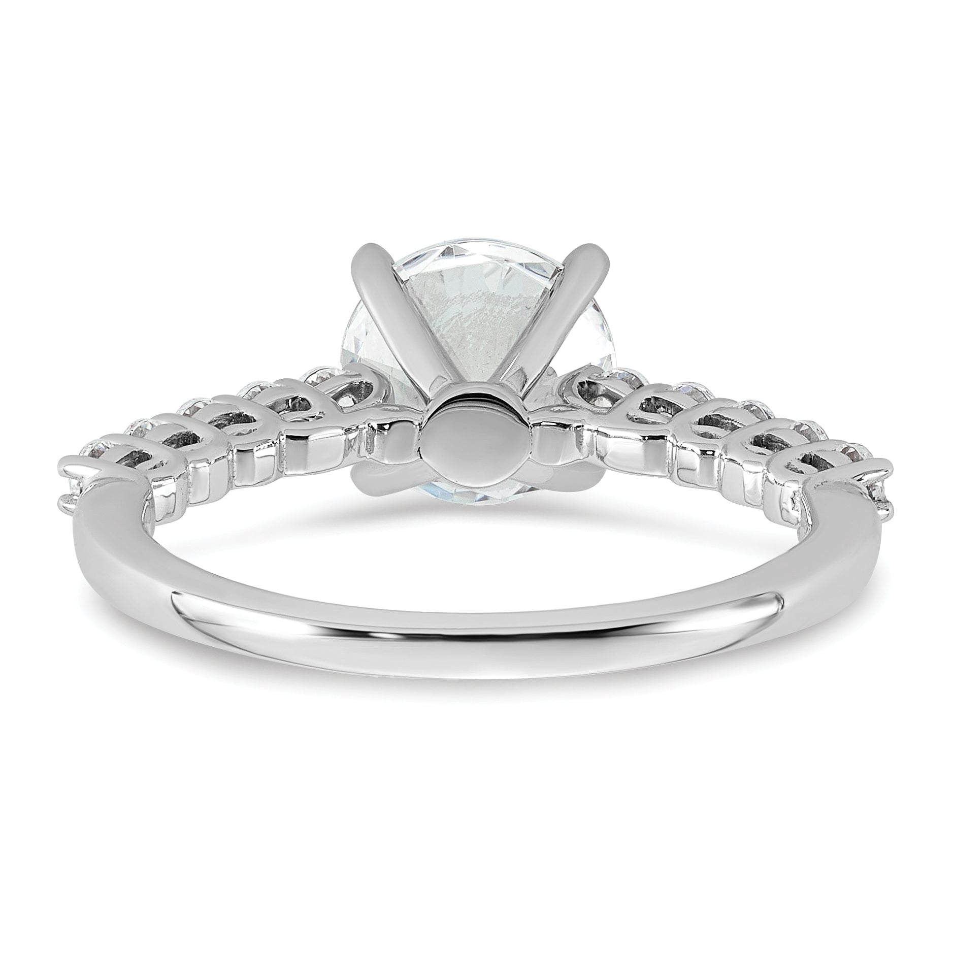 14k White Gold 1 7/8 carat Lab Grown Diamond VS+ F+ Round Complete Engagement Ring