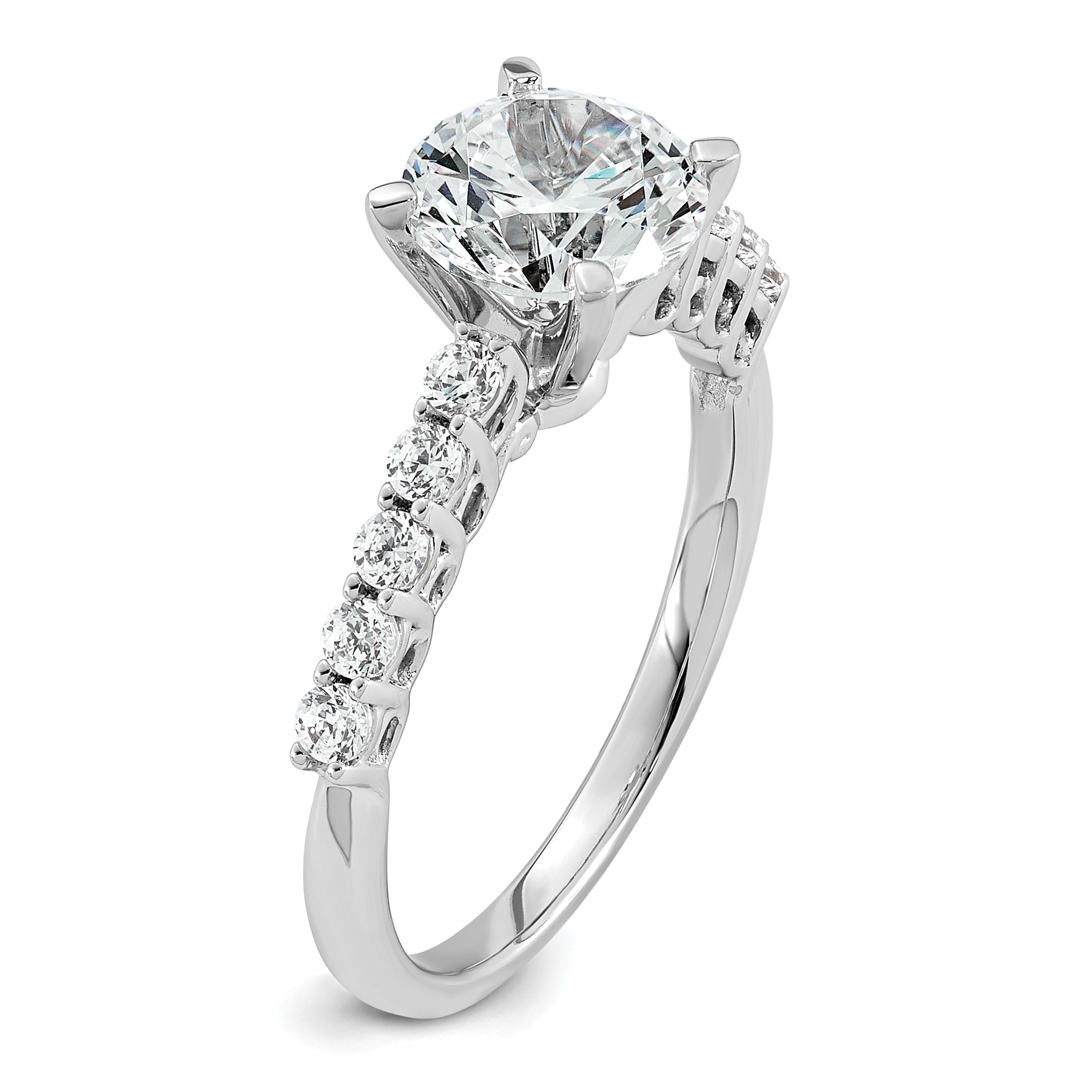 14k White Gold 1 7/8 carat Lab Grown Diamond VS+ F+ Round Complete Engagement Ring