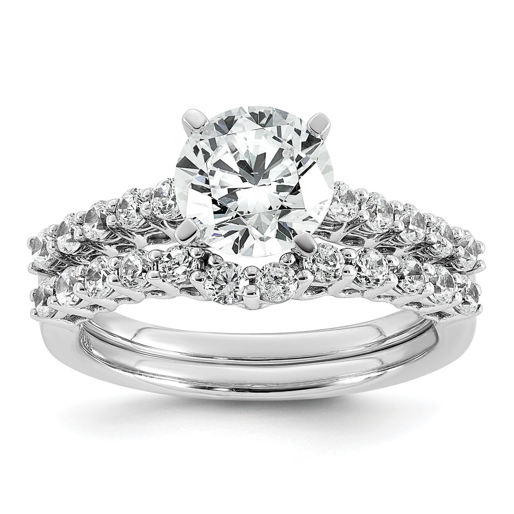 14k White Gold 1 7/8 carat Lab Grown Diamond VS+ F+ Round Complete Engagement Ring
