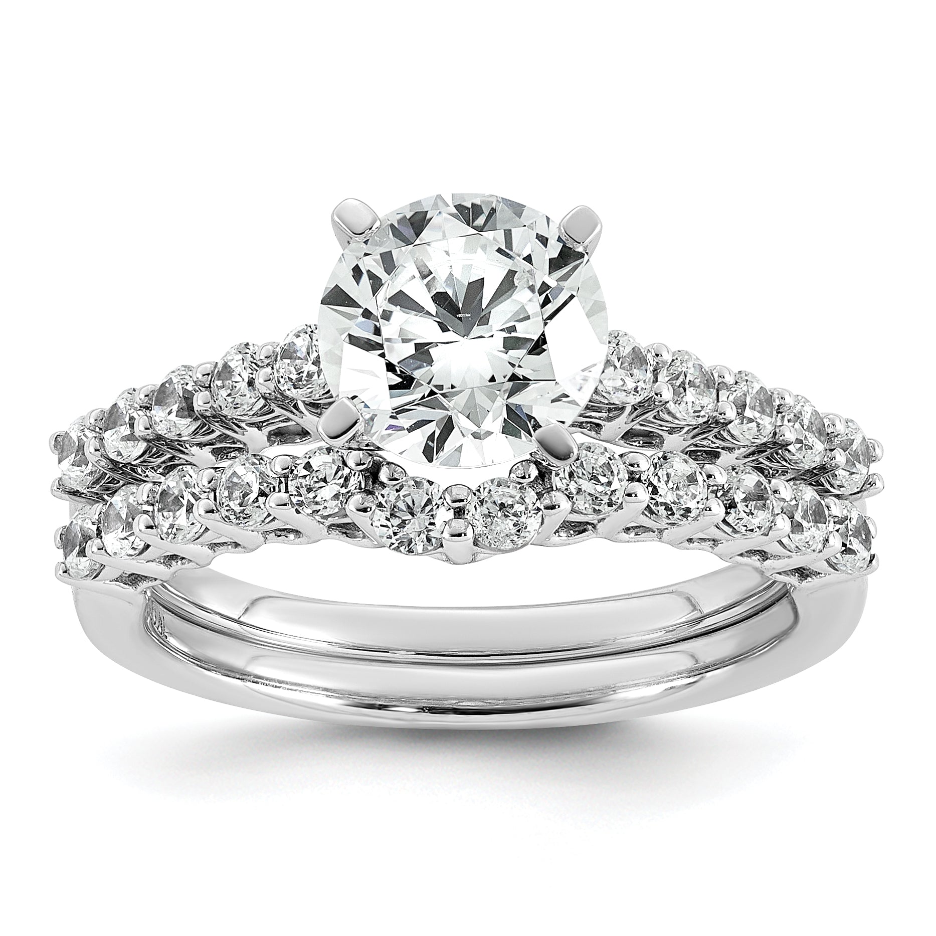 14k White Gold 1 7/8 carat Lab Grown Diamond VS+ F+ Round Complete Engagement Ring