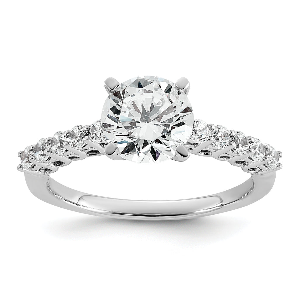 14k White Gold 1 7/8 carat Lab Grown Diamond VS+ F+ Round Complete Engagement Ring