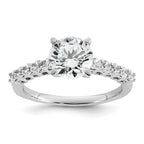 14k White Gold 1 7/8 carat Lab Grown Diamond VS+ F+ Round Complete Engagement Ring