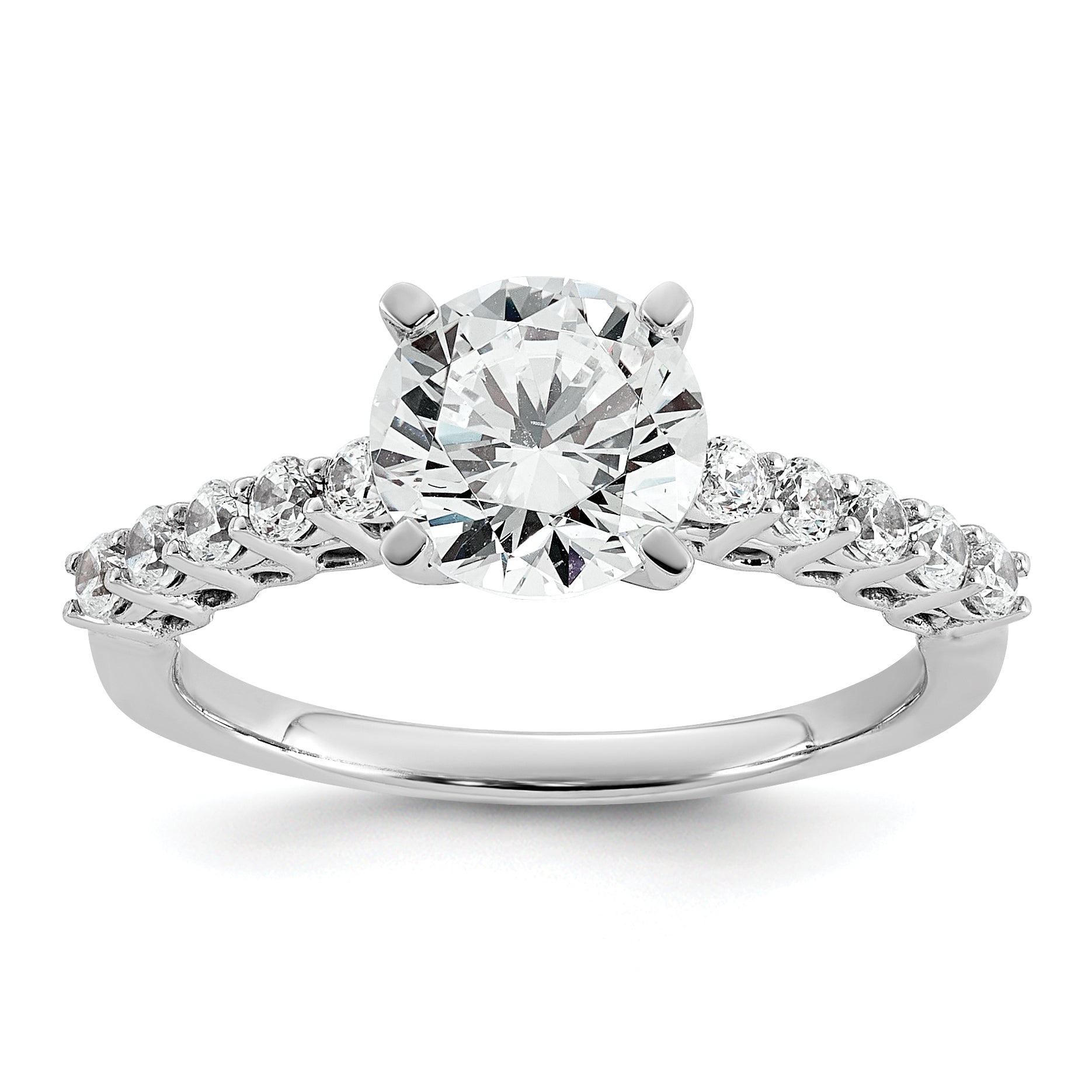 14k White Gold 1 7/8 carat Lab Grown Diamond VS+ F+ Round Complete Engagement Ring