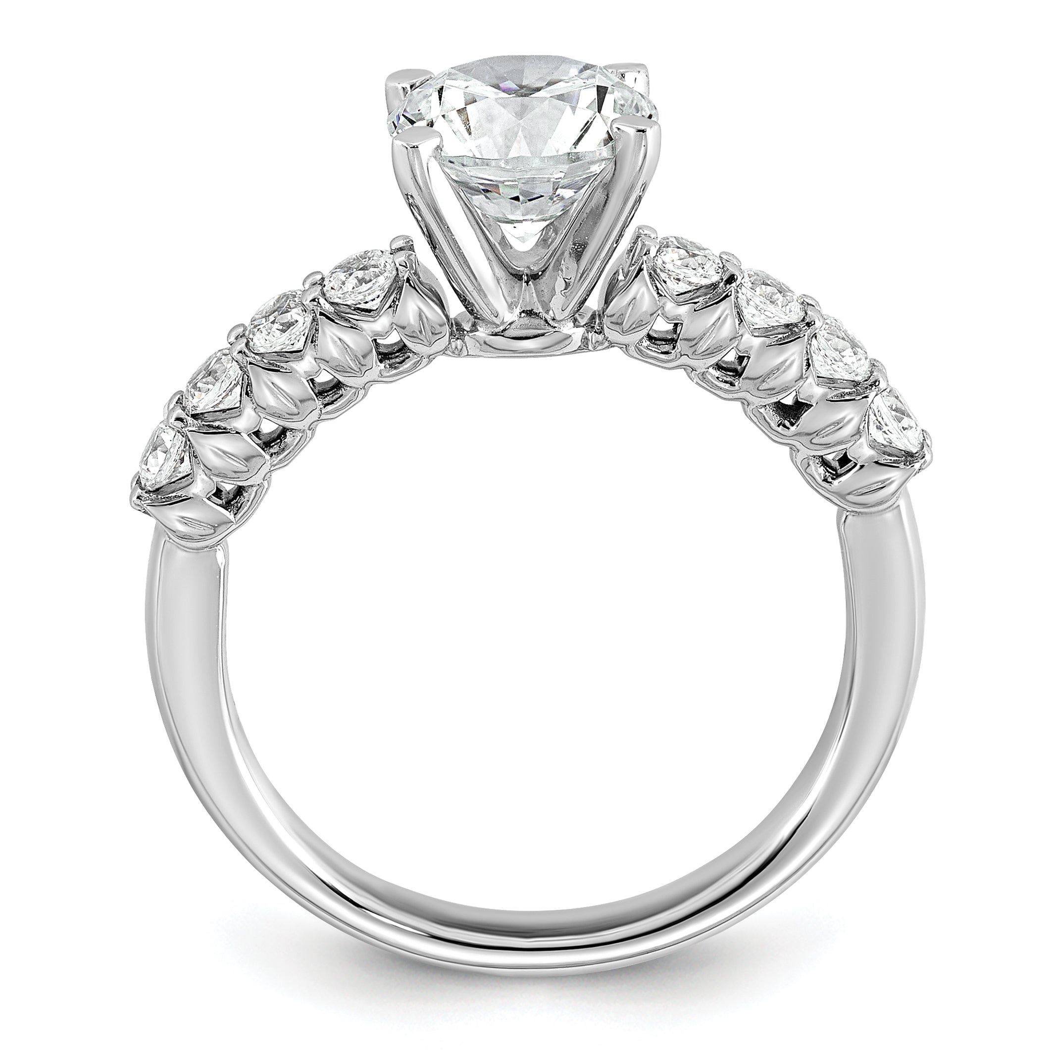 14k White Gold 1 7/8 carat Lab Grown Diamond VS+ F+ Round Complete Engagement Ring
