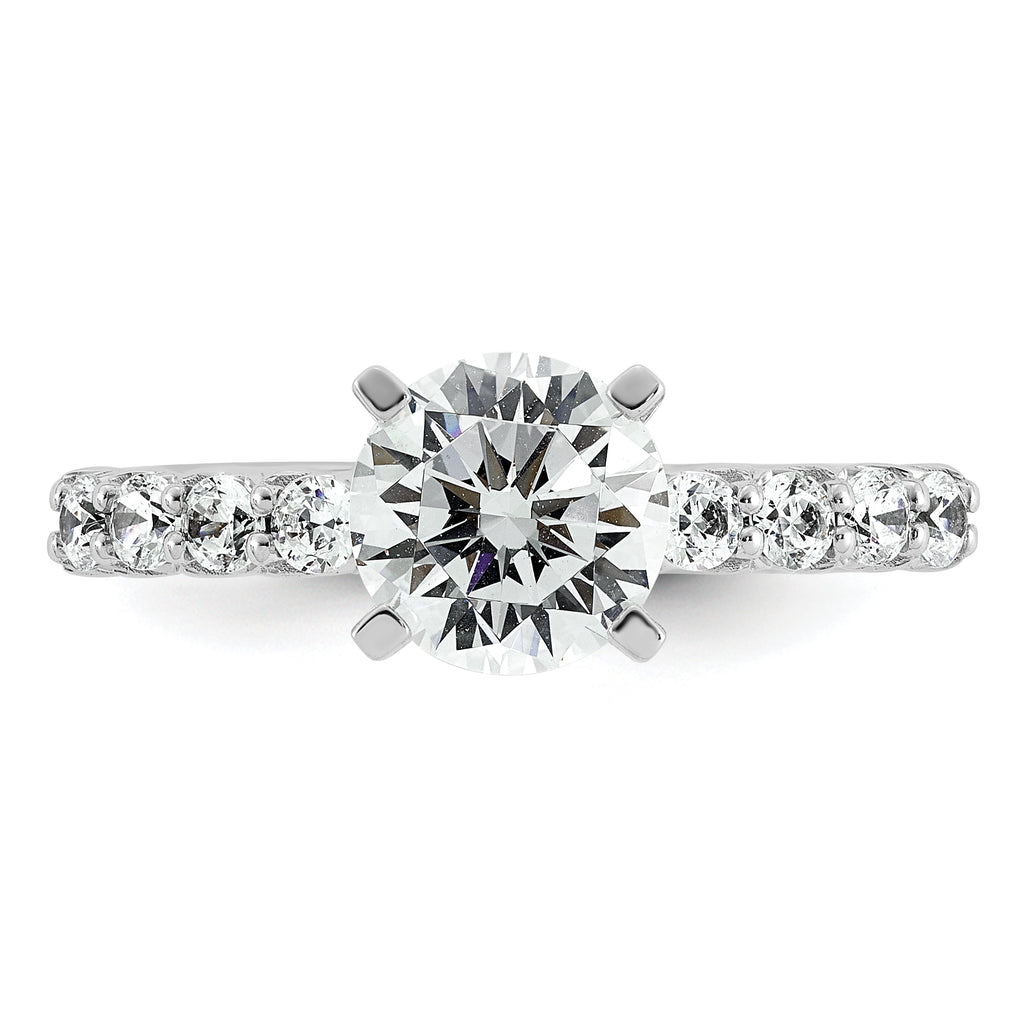 14k White Gold 1 7/8 carat Lab Grown Diamond VS+ F+ Round Complete Engagement Ring