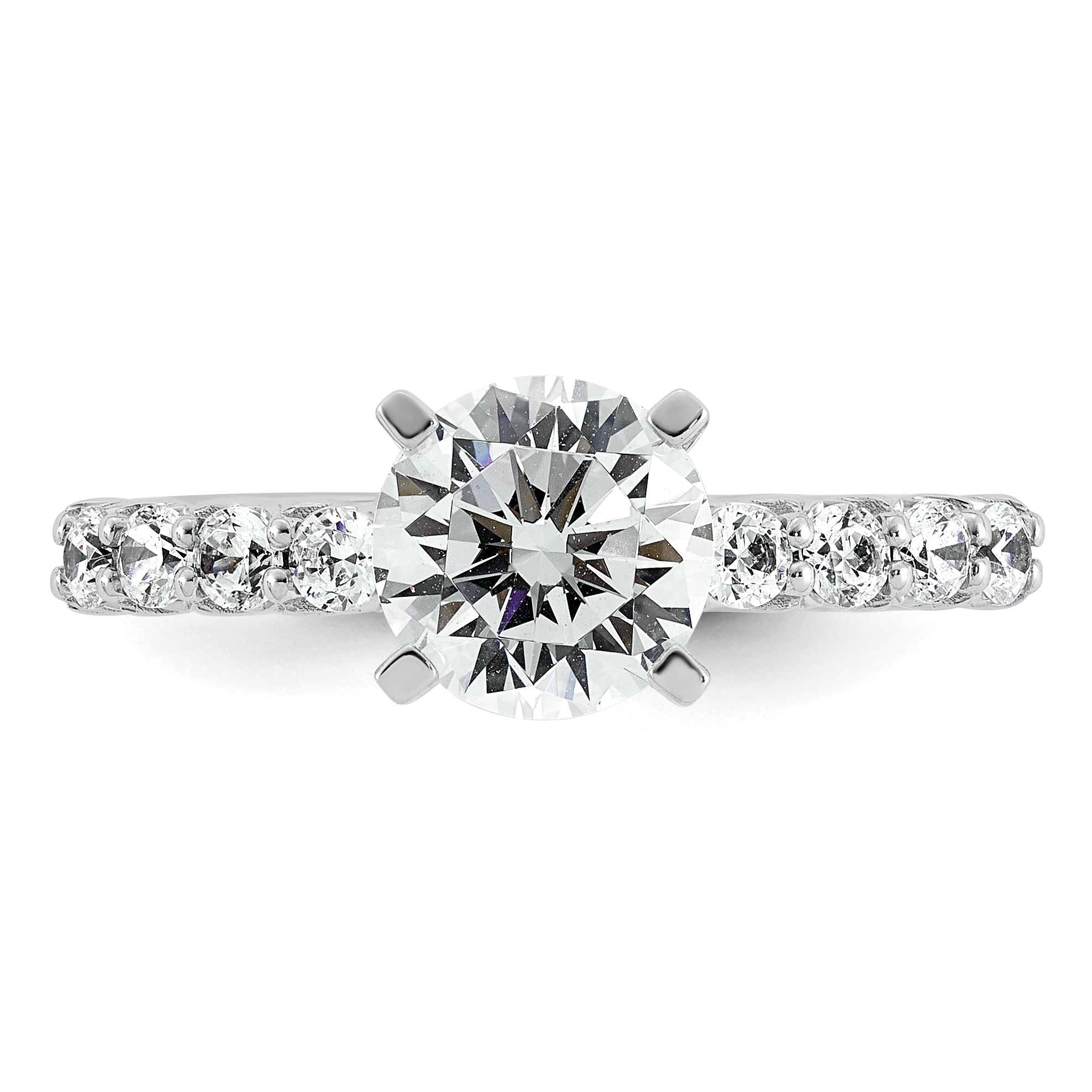 14k White Gold 1 7/8 carat Lab Grown Diamond VS+ F+ Round Complete Engagement Ring
