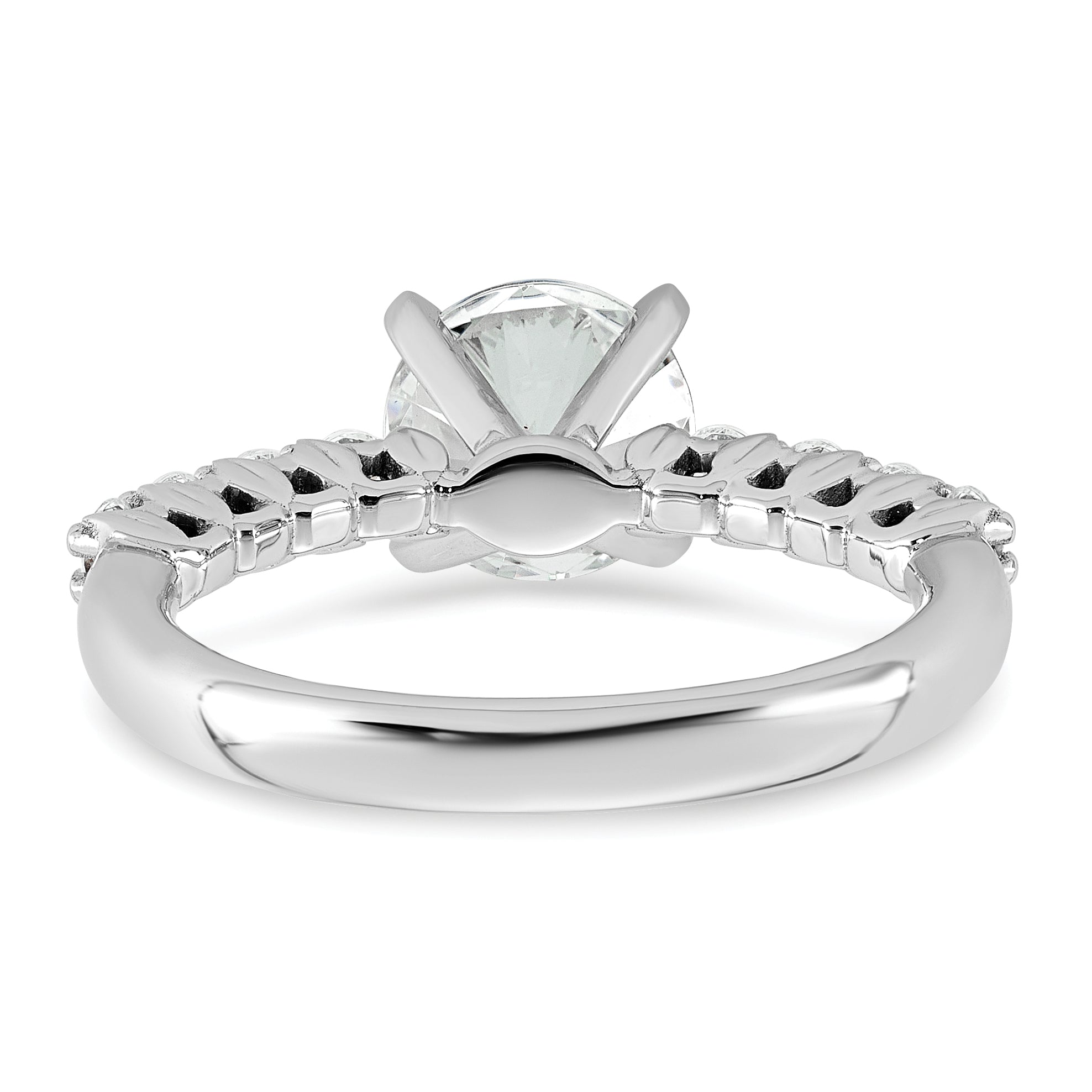 14k White Gold 1 7/8 carat Lab Grown Diamond VS+ F+ Round Complete Engagement Ring