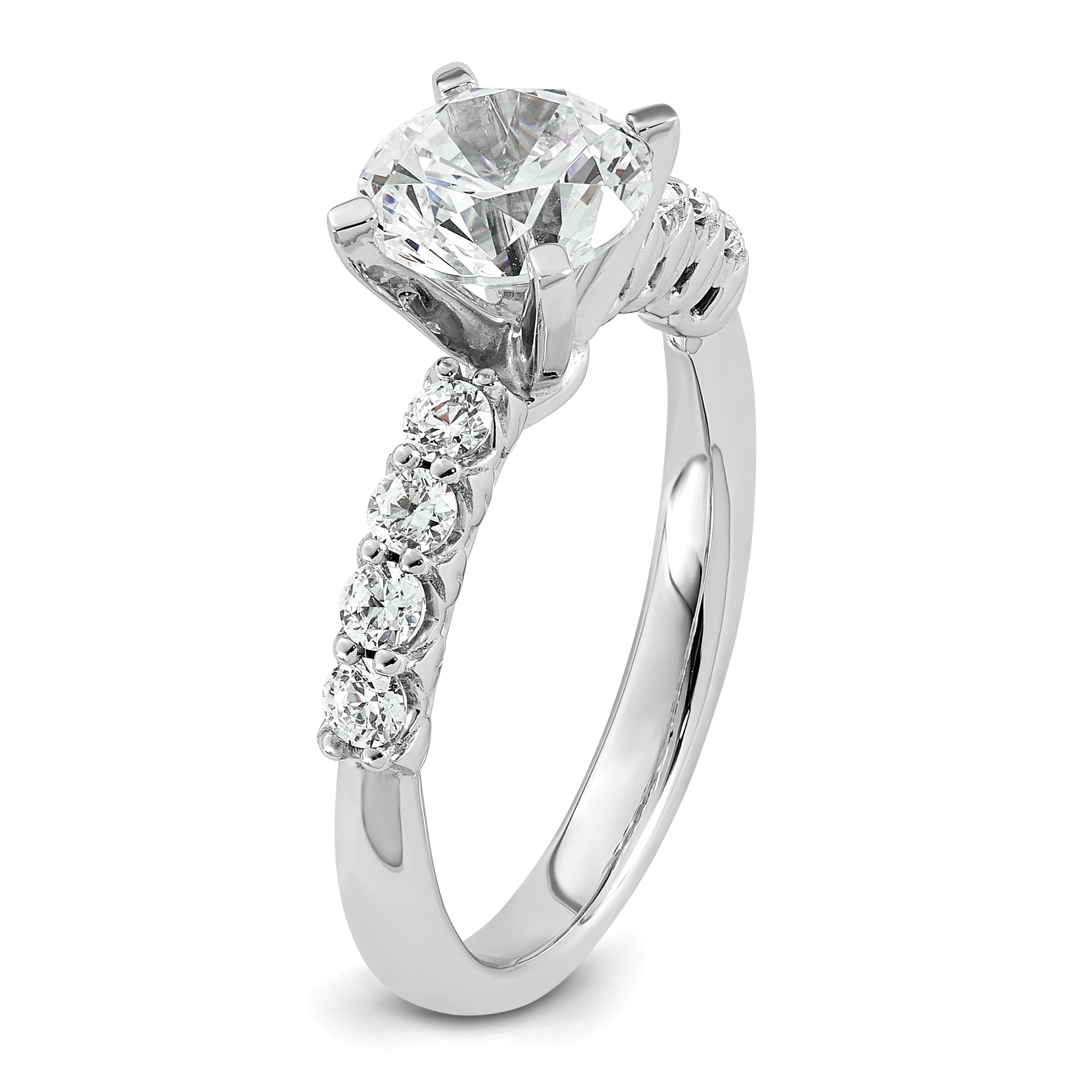 14k White Gold 1 7/8 carat Lab Grown Diamond VS+ F+ Round Complete Engagement Ring