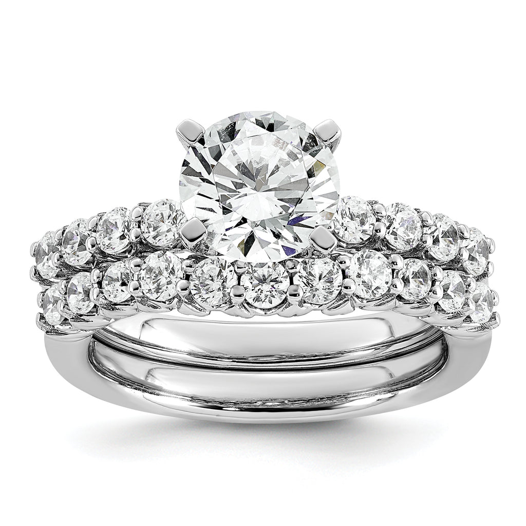 14k White Gold 1 7/8 carat Lab Grown Diamond VS+ F+ Round Complete Engagement Ring