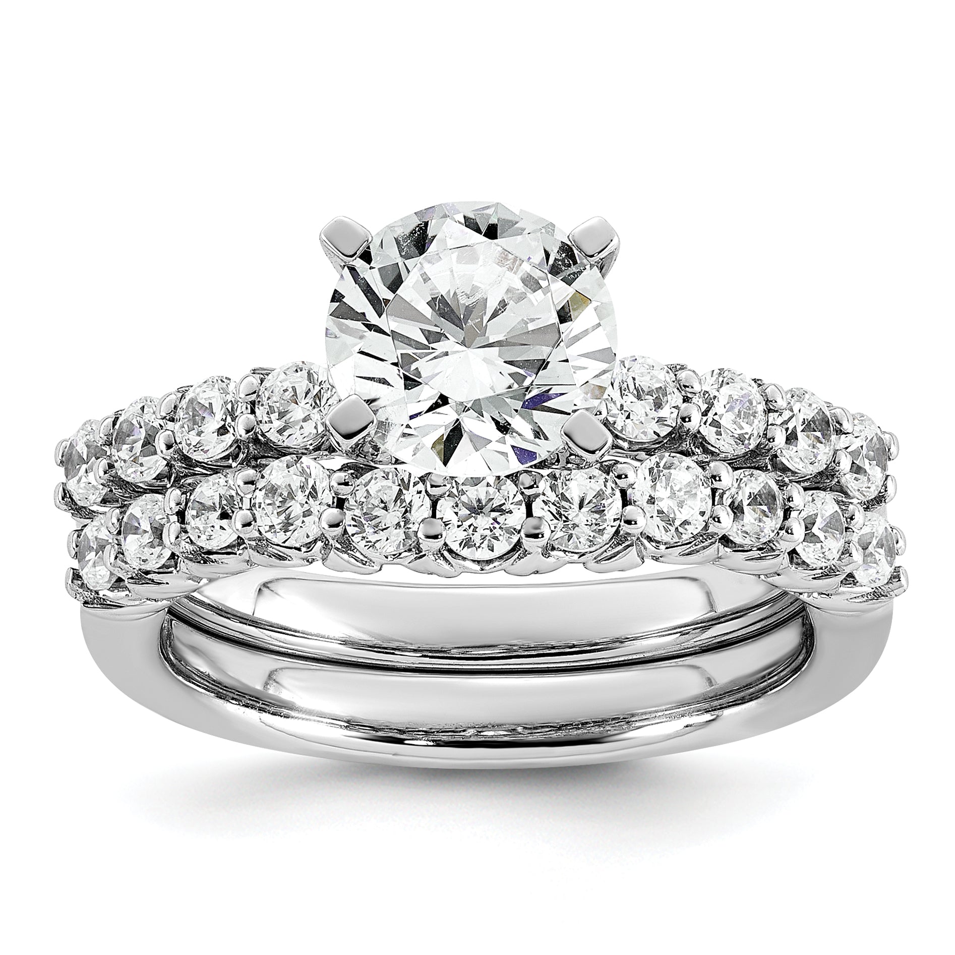 14k White Gold 1 7/8 carat Lab Grown Diamond VS+ F+ Round Complete Engagement Ring