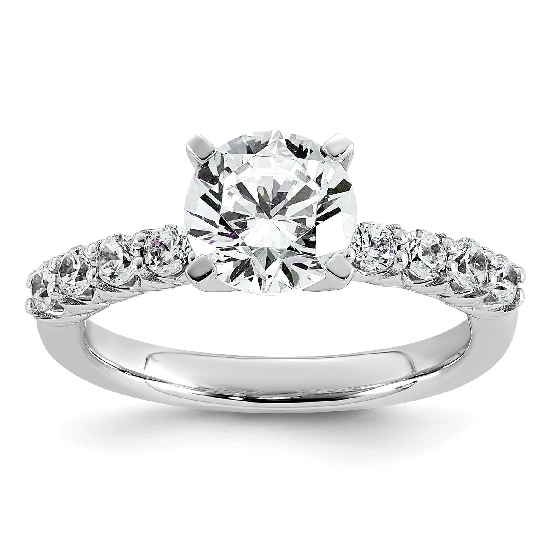 14k White Gold 1 7/8 carat Lab Grown Diamond VS+ F+ Round Complete Engagement Ring Main image