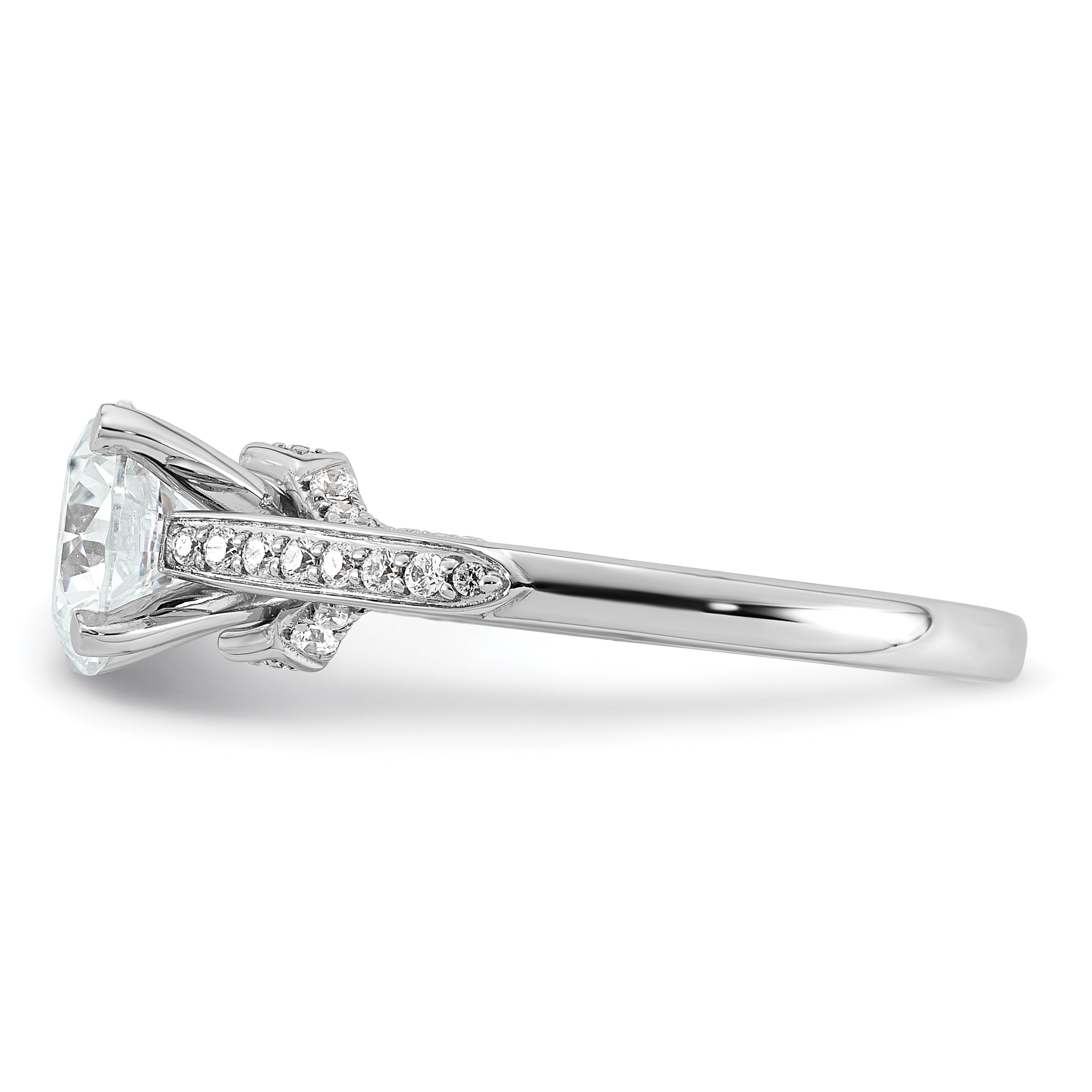 14k White Gold 1 3/4 carat Lab Grown Diamond VS+ F+ Round Complete Engagement Ring