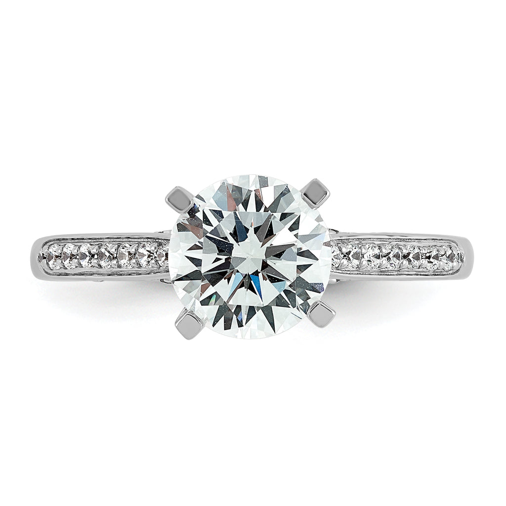 14k White Gold 1 3/4 carat Lab Grown Diamond VS+ F+ Round Complete Engagement Ring