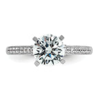 14k White Gold 1 3/4 carat Lab Grown Diamond VS+ F+ Round Complete Engagement Ring