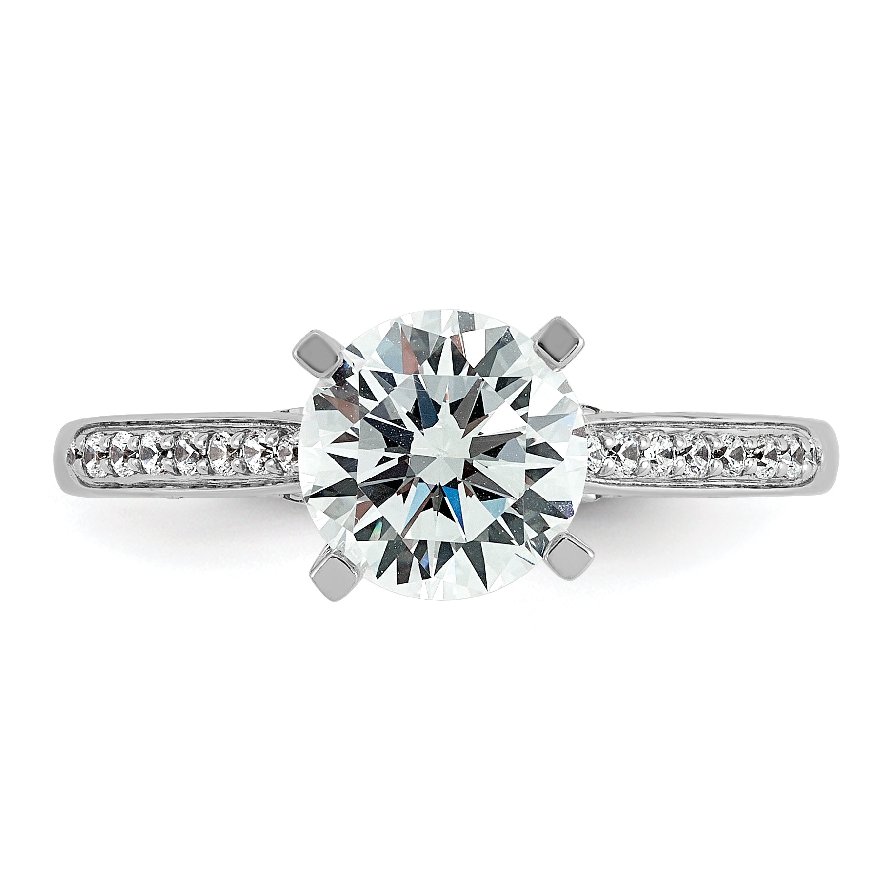 14k White Gold 1 3/4 carat Lab Grown Diamond VS+ F+ Round Complete Engagement Ring