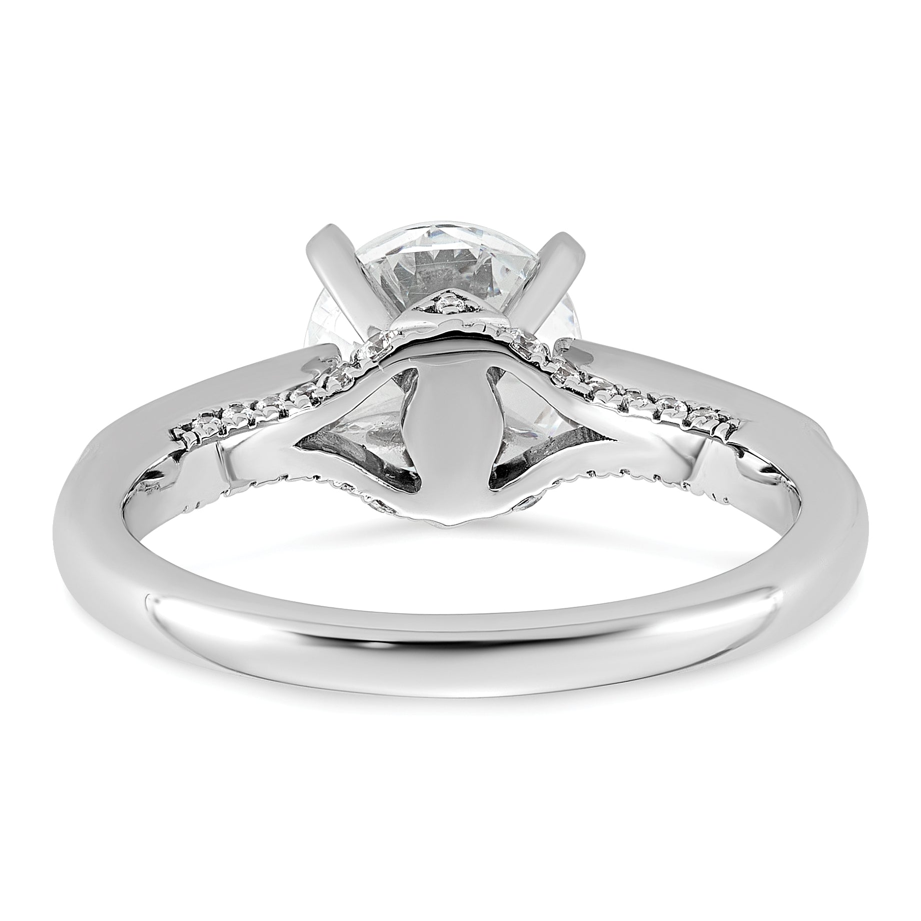 14k White Gold 1 3/4 carat Lab Grown Diamond VS+ F+ Round Complete Engagement Ring