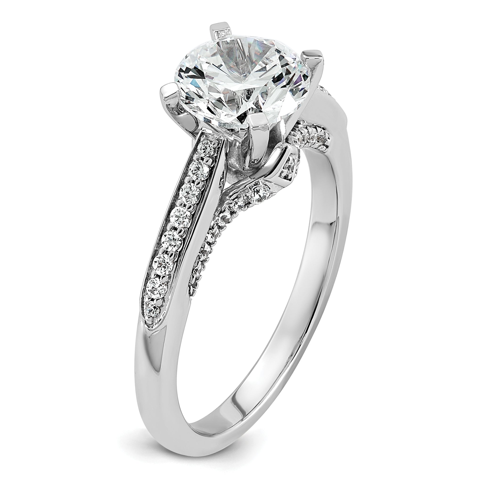 14k White Gold 1 3/4 carat Lab Grown Diamond VS+ F+ Round Complete Engagement Ring