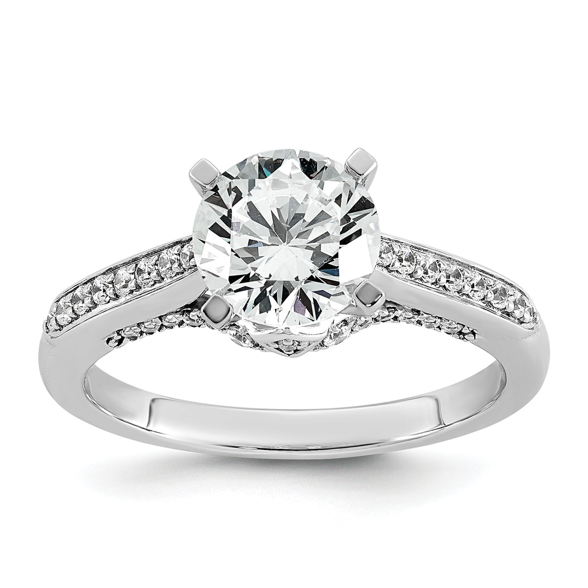 14k White Gold 1 3/4 carat Lab Grown Diamond VS+ F+ Round Complete Engagement Ring