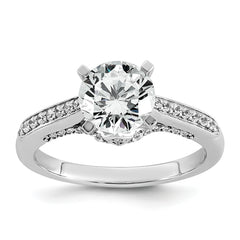 14k White Gold 1 3/4 carat Lab Grown Diamond VS+ F+ Round Complete Engagement Ring