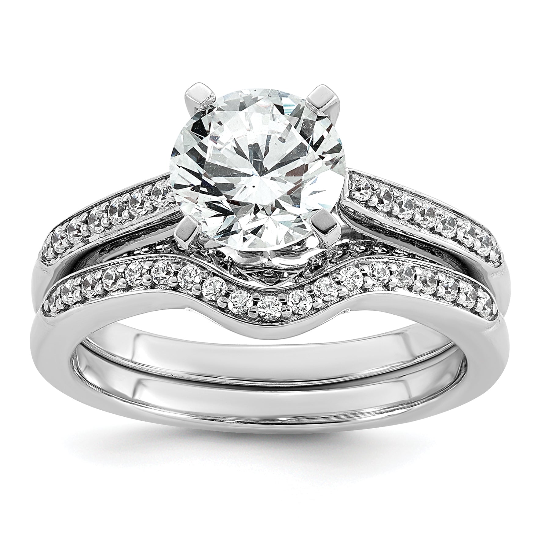 14k White Gold 1 3/4 carat Certified Lab Grown Diamond VS+ F+ Round Complete Engagement Ring