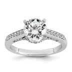 14k White Gold 1 3/4 carat Certified Lab Grown Diamond VS+ F+ Round Complete Engagement Ring