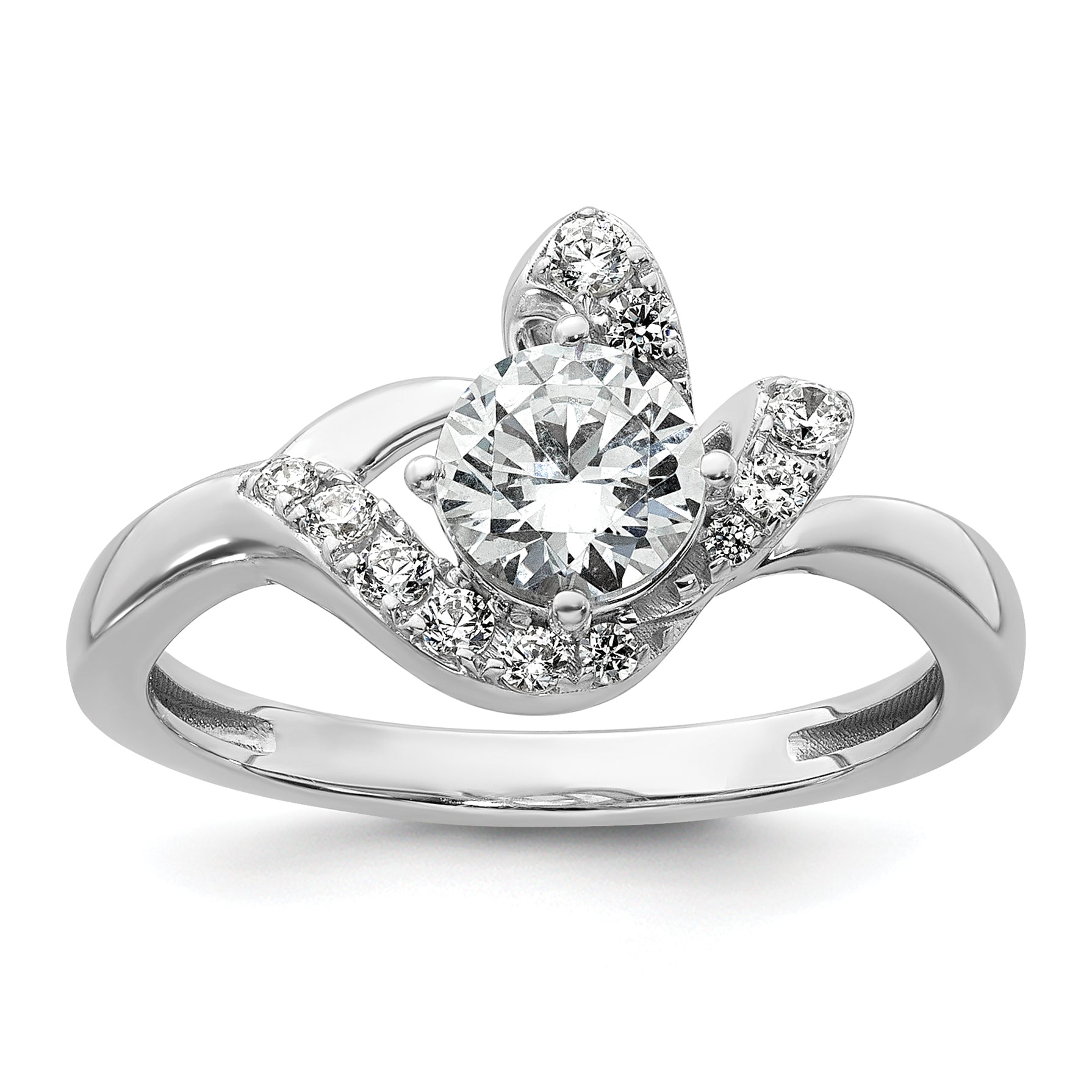 14k White Gold 7/8 carat Certified Lab Grown Diamond VS+ F+ Round Complete Engagement Ring Main image