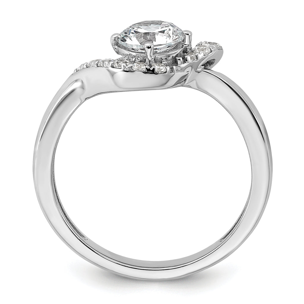 14k White Gold 7/8 carat Lab Grown Diamond VS+ F+ Round Complete Engagement Ring