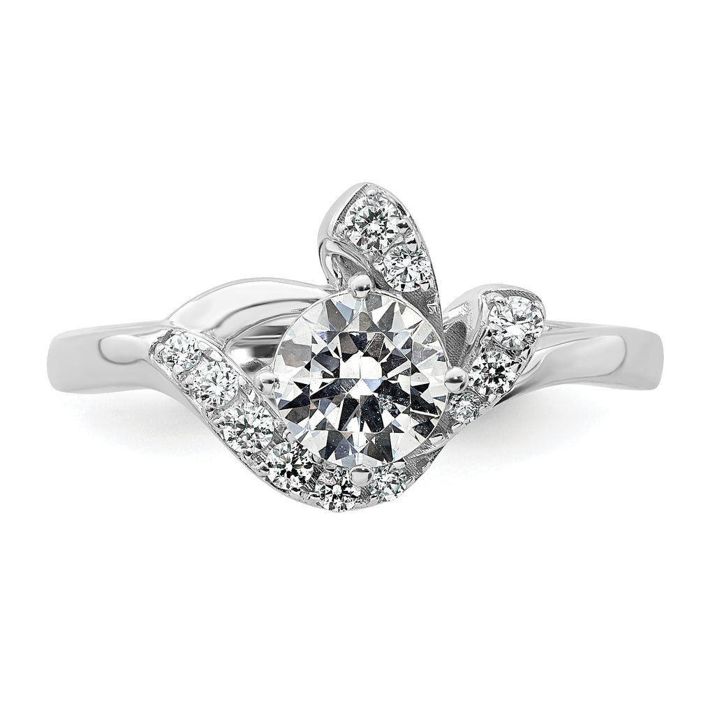 14k White Gold 7/8 carat Lab Grown Diamond VS+ F+ Round Complete Engagement Ring