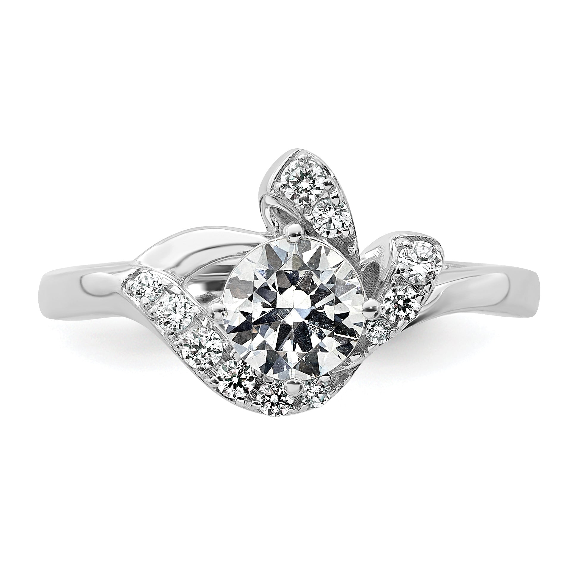 14k White Gold 7/8 carat Lab Grown Diamond VS+ F+ Round Complete Engagement Ring