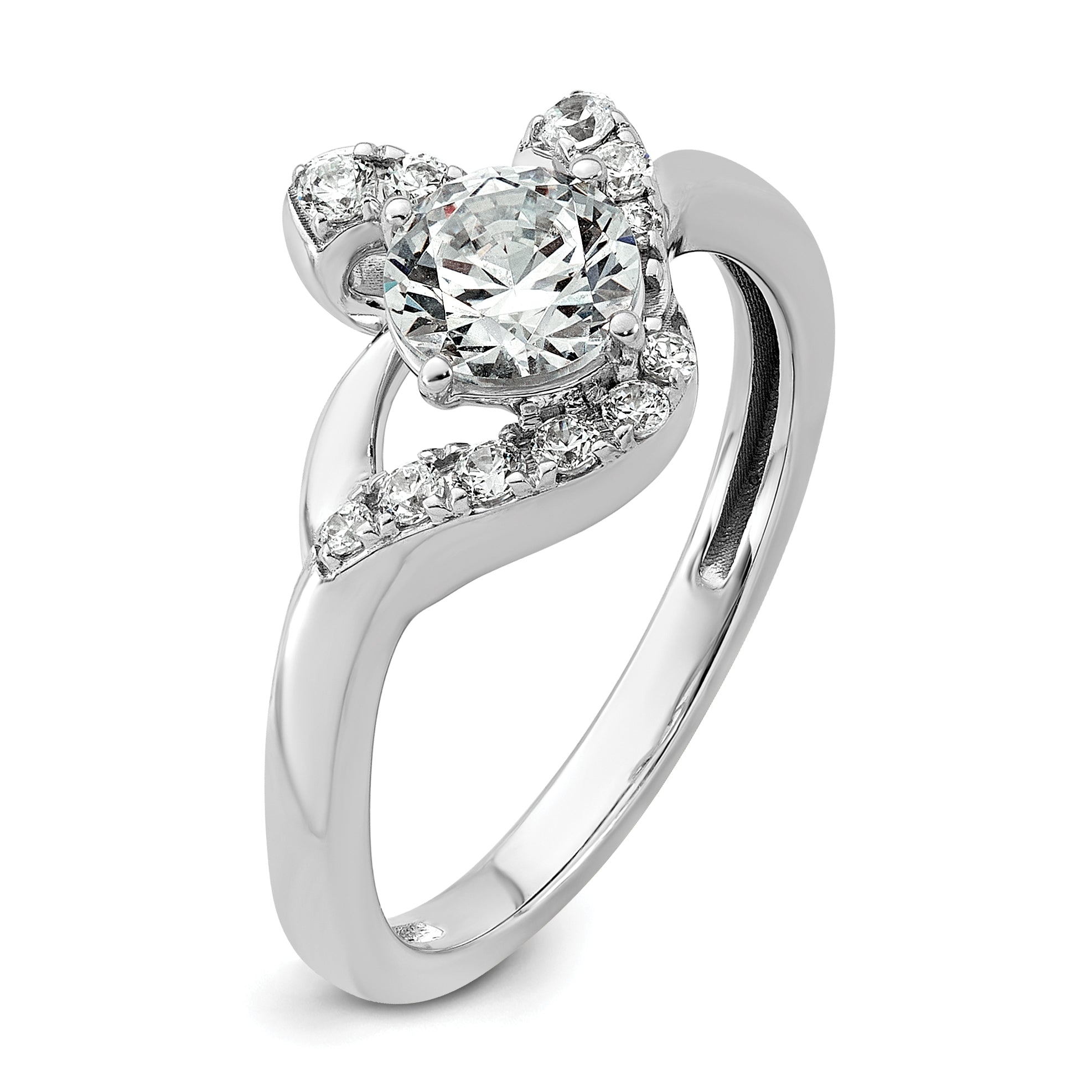 14k White Gold 7/8 carat Lab Grown Diamond VS+ F+ Round Complete Engagement Ring