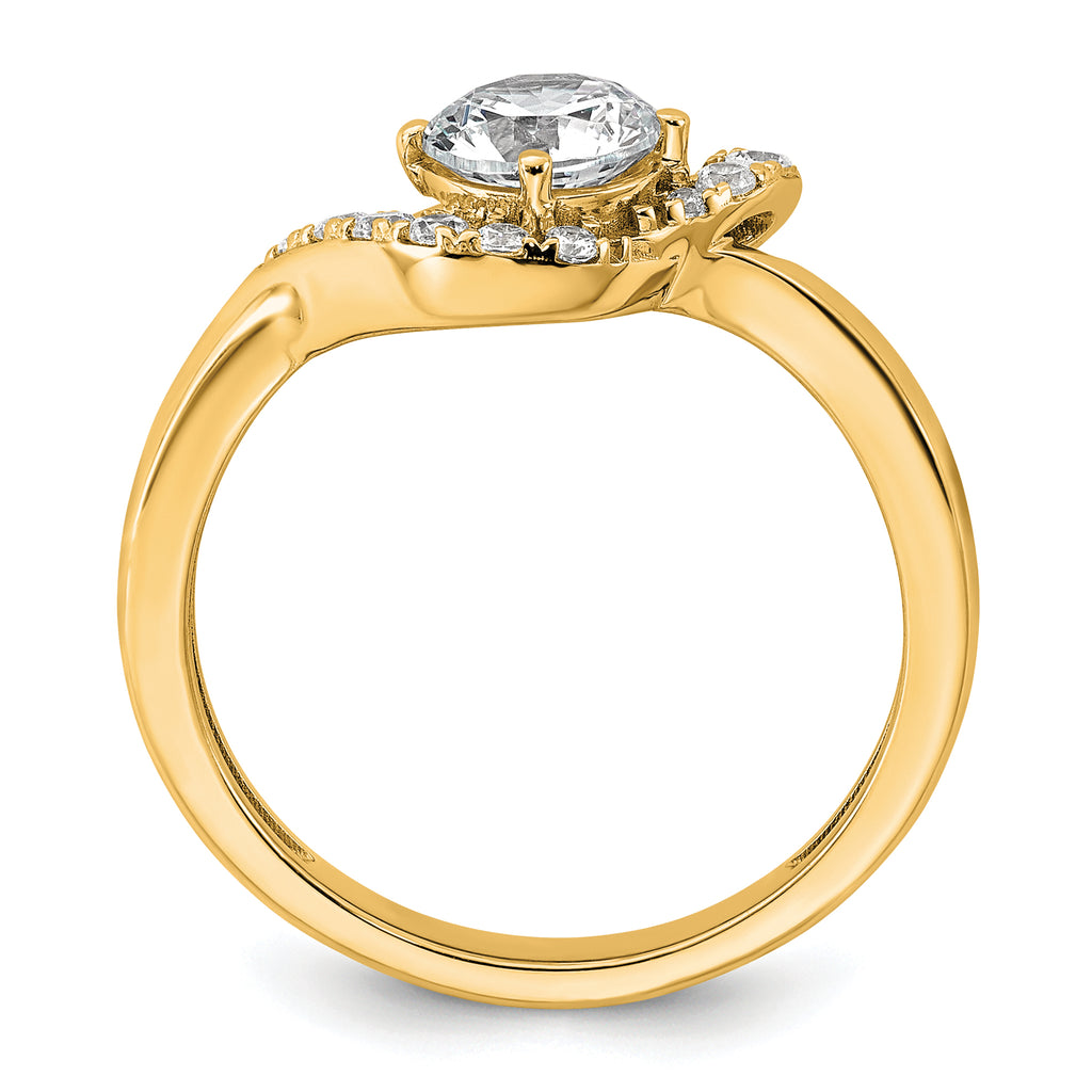 14k 7/8 carat Lab Grown Diamond VS+ F+ Round Complete Engagement Ring