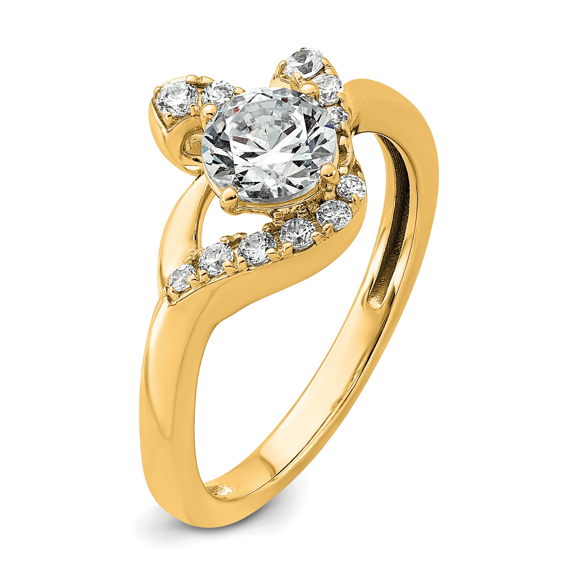 14k 7/8 carat Lab Grown Diamond VS+ F+ Round Complete Engagement Ring