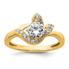 14k 7/8 carat Lab Grown Diamond VS+ F+ Round Complete Engagement Ring