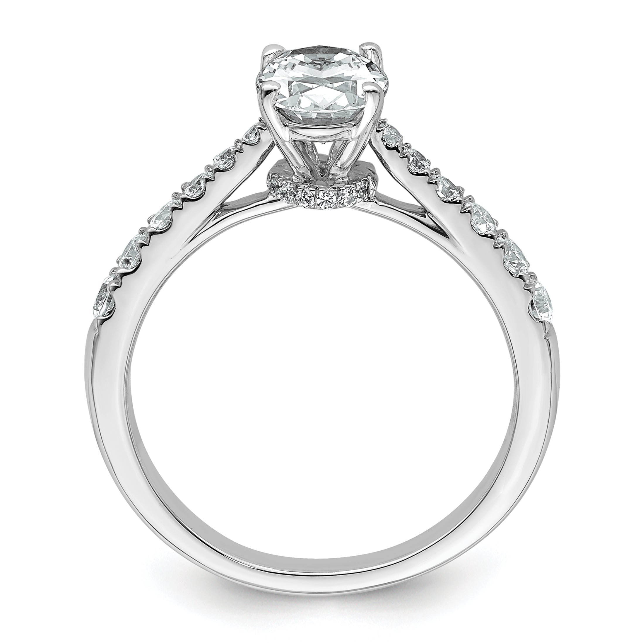 14k White Gold 1 1/2 carat Certified Lab Grown Diamond VS+ F+ Oval Complete Engagement Ring Secondary image
