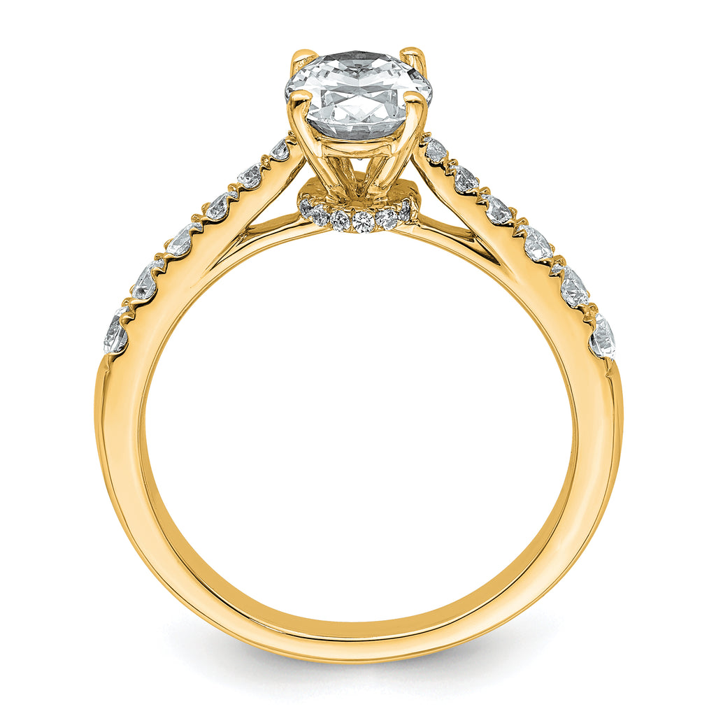 14k 1 1/2 carat Certified Lab Grown Diamond VS+ F+ Oval Complete Engagement Ring