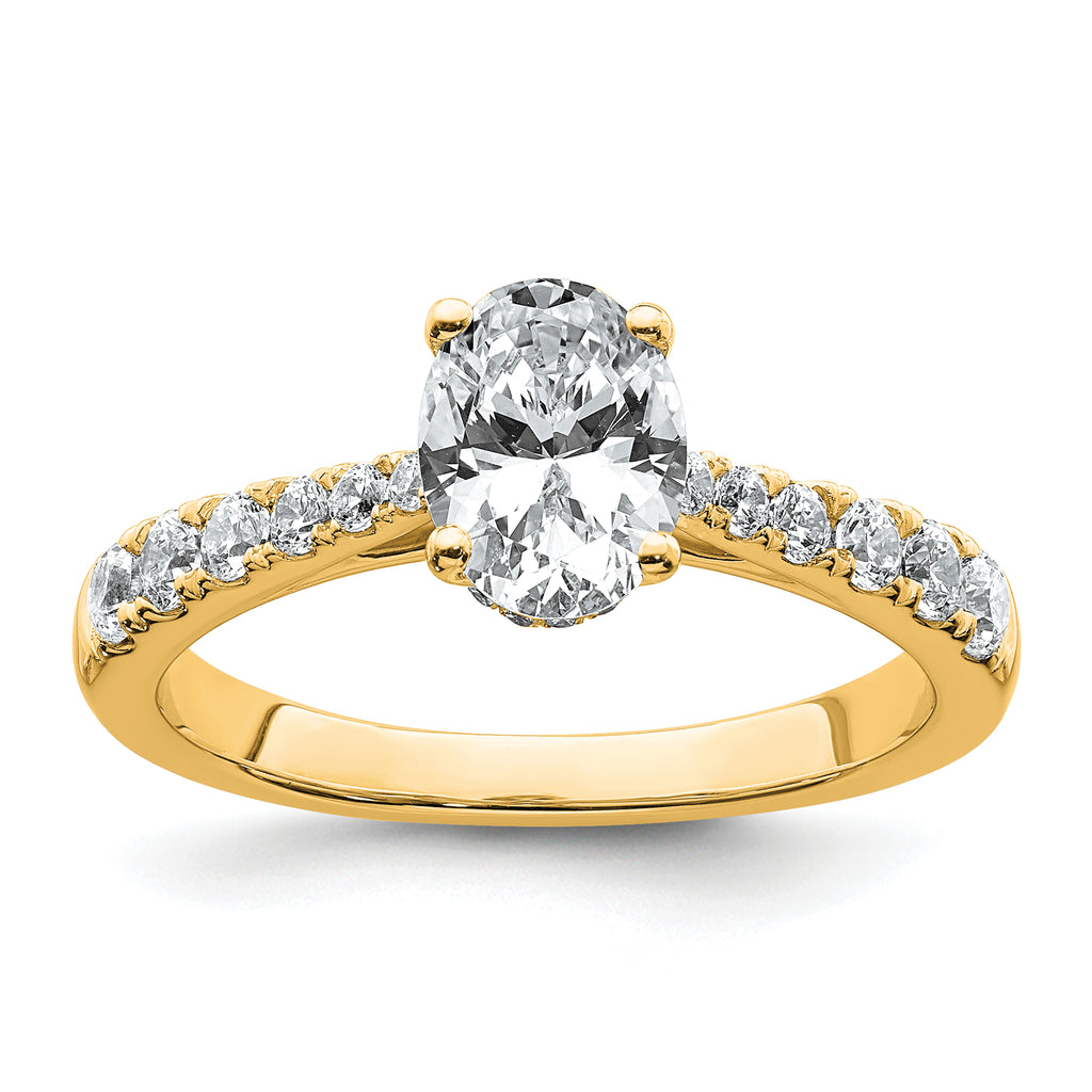 14k 1 1/2 carat Certified Lab Grown Diamond VS+ F+ Oval Complete Engagement Ring