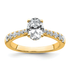 14k 1 1/2 carat Certified Lab Grown Diamond VS+ F+ Oval Complete Engagement Ring