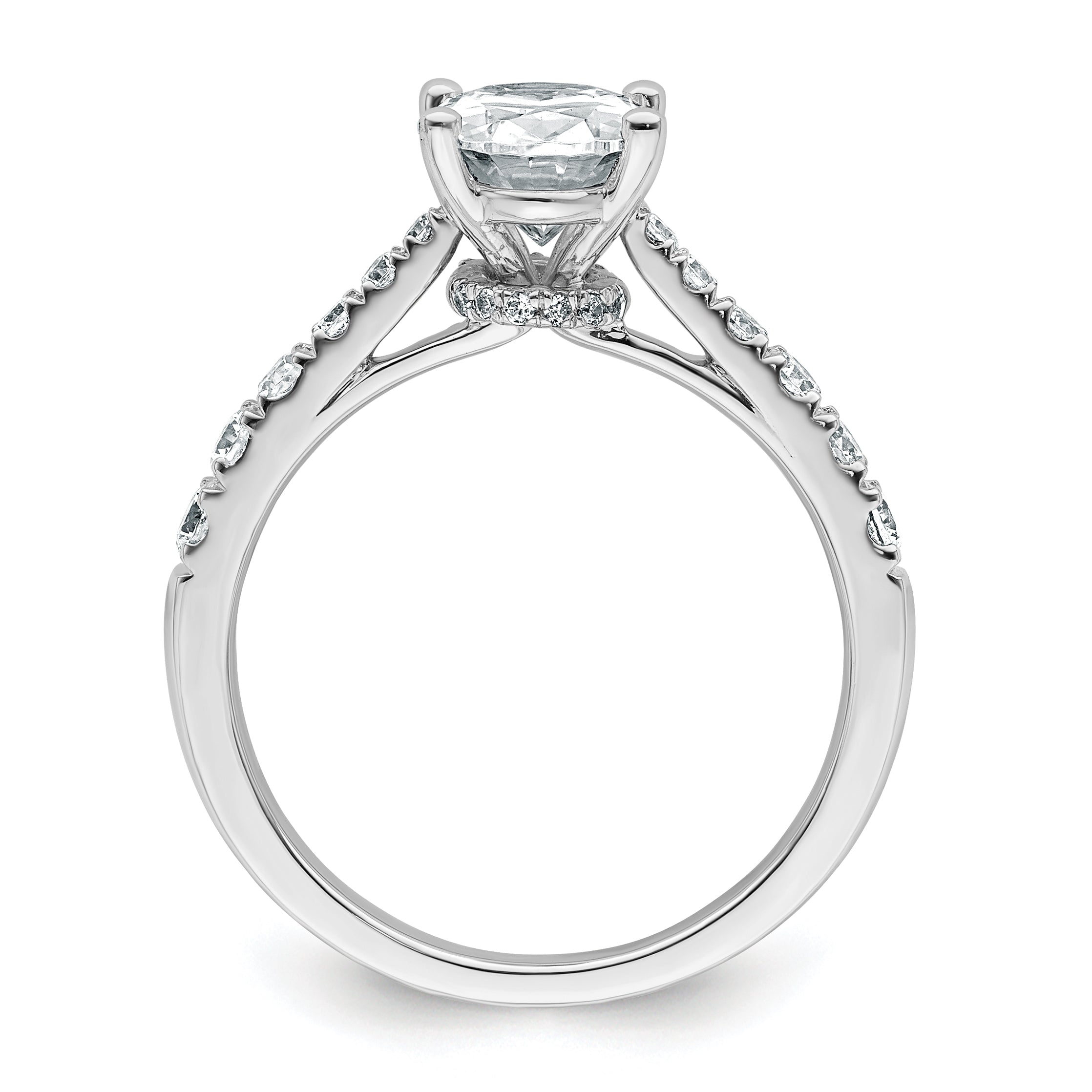 14k White Gold 2 carat Certified Lab Grown Diamond VS+ F+ Oval Complete Engagement Ring Secondary image