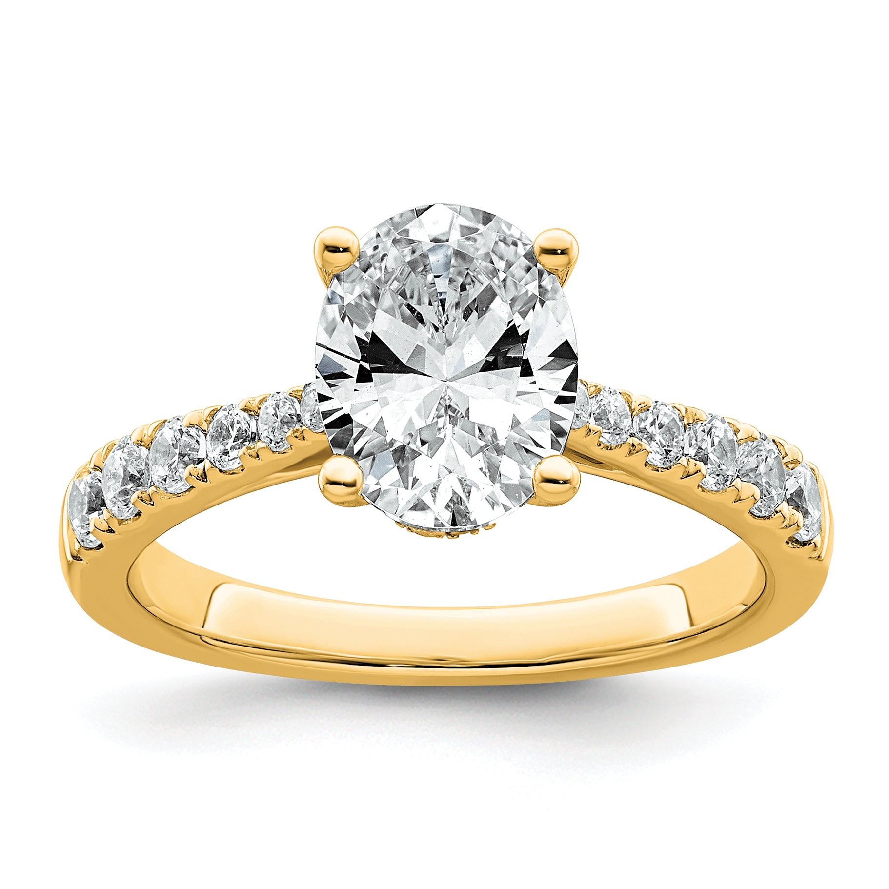 14k 2 carat Certified Lab Grown Diamond VS+ F+ Oval Complete Engagement Ring Main image