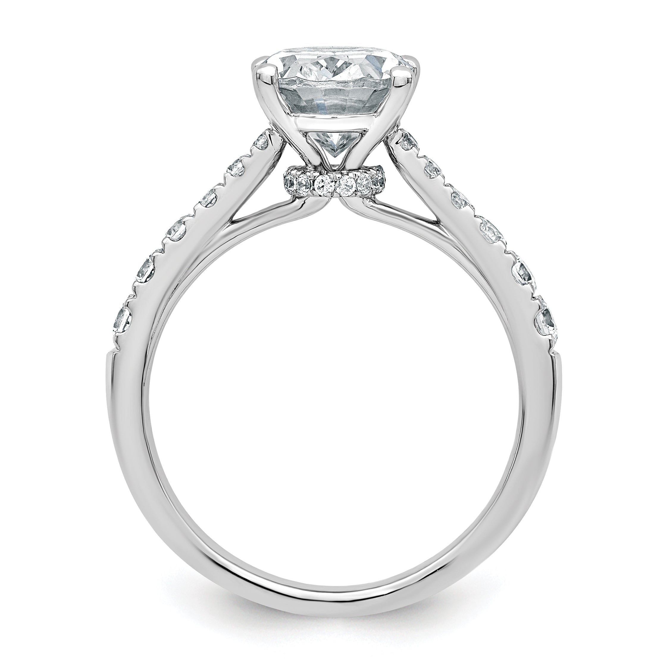 14k White Gold 2 1/2 carat Certified Lab Grown Diamond VS+ F+ Oval Complete Engagement Ring Secondary image