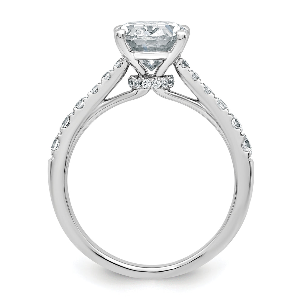 14k White Gold 2 1/2 carat Certified Lab Grown Diamond VS+ F+ Oval Complete Engagement Ring