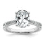 14k White Gold 2 1/2 carat Certified Lab Grown Diamond VS+ F+ Oval Complete Engagement Ring