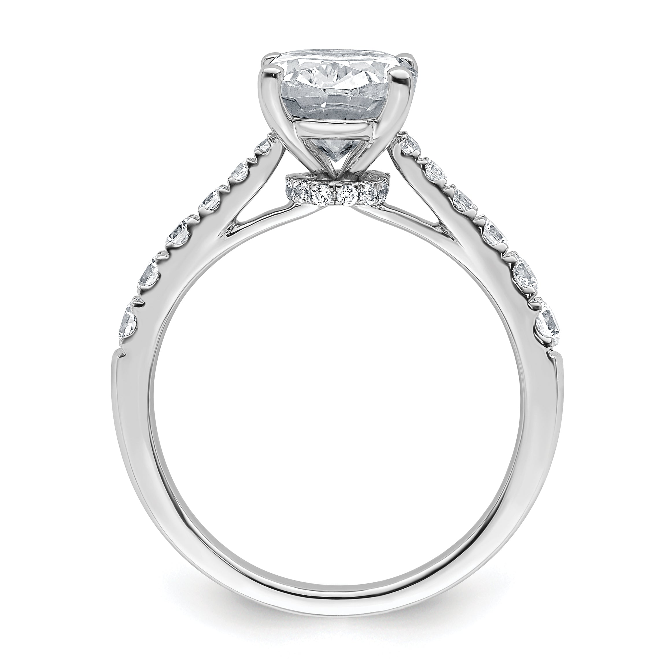 14k White Gold 3 carat Certified Lab Grown Diamond VS+ F+ Oval Complete Engagement Ring Secondary image