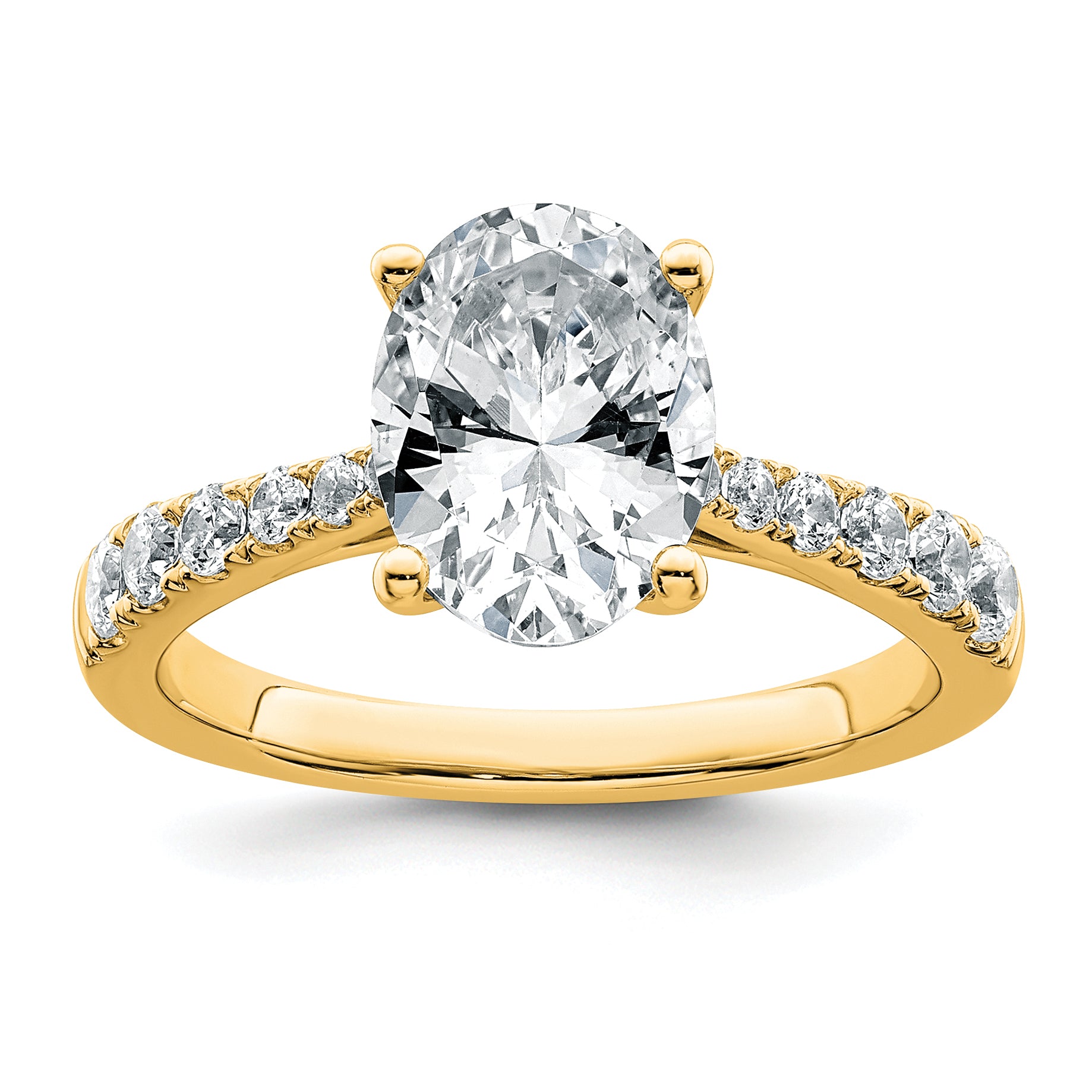 14k 3 carat Certified Lab Grown Diamond VS+ F+ Oval Complete Engagement Ring Main image