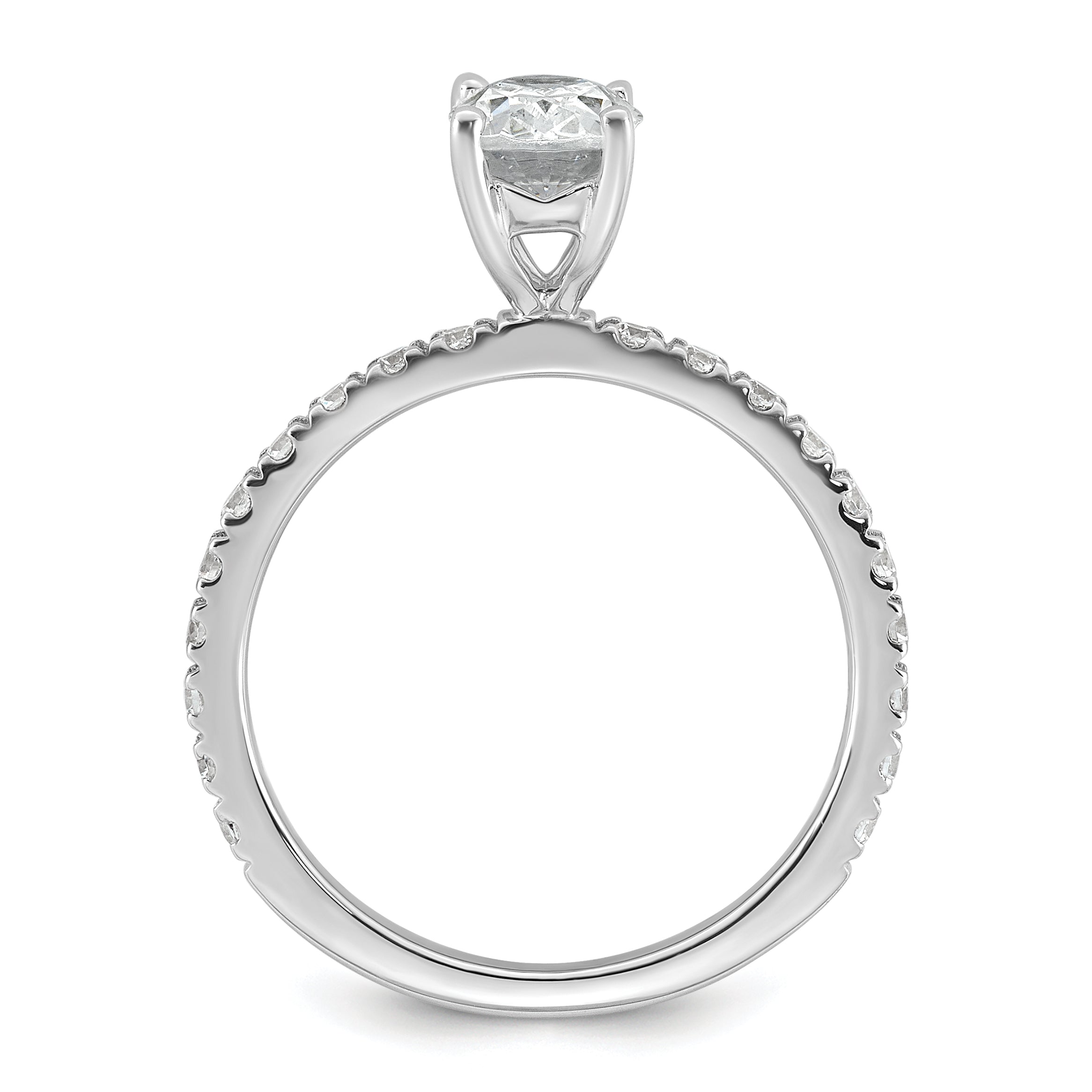 14k White Gold 1 1/3 carat Lab Grown Diamond VS+ F+ Oval Complete Shared Prong Engagement Ring Secondary image