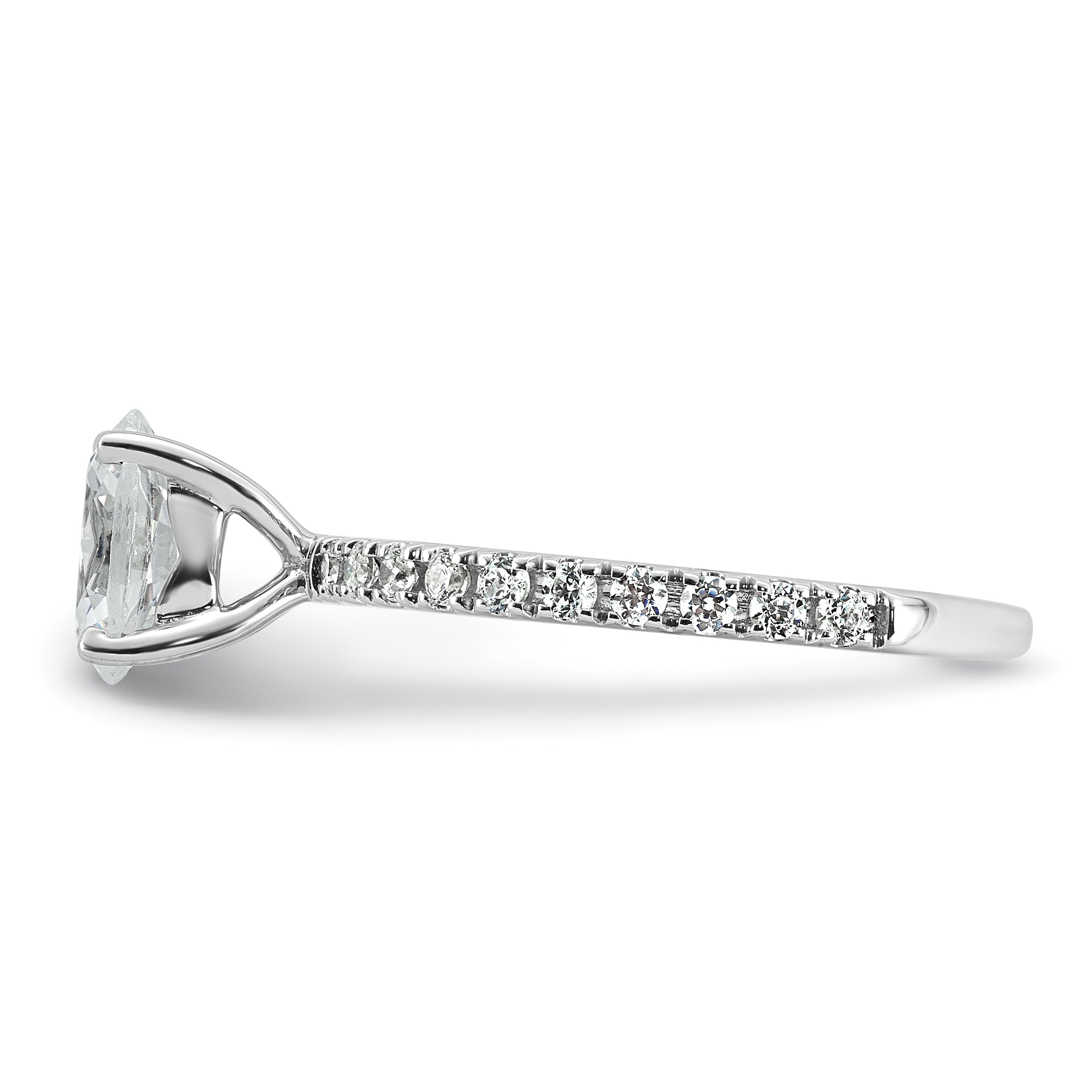 14k White Gold 1 1/3 carat Lab Grown Diamond VS+ F+ Oval Complete Shared Prong Engagement Ring