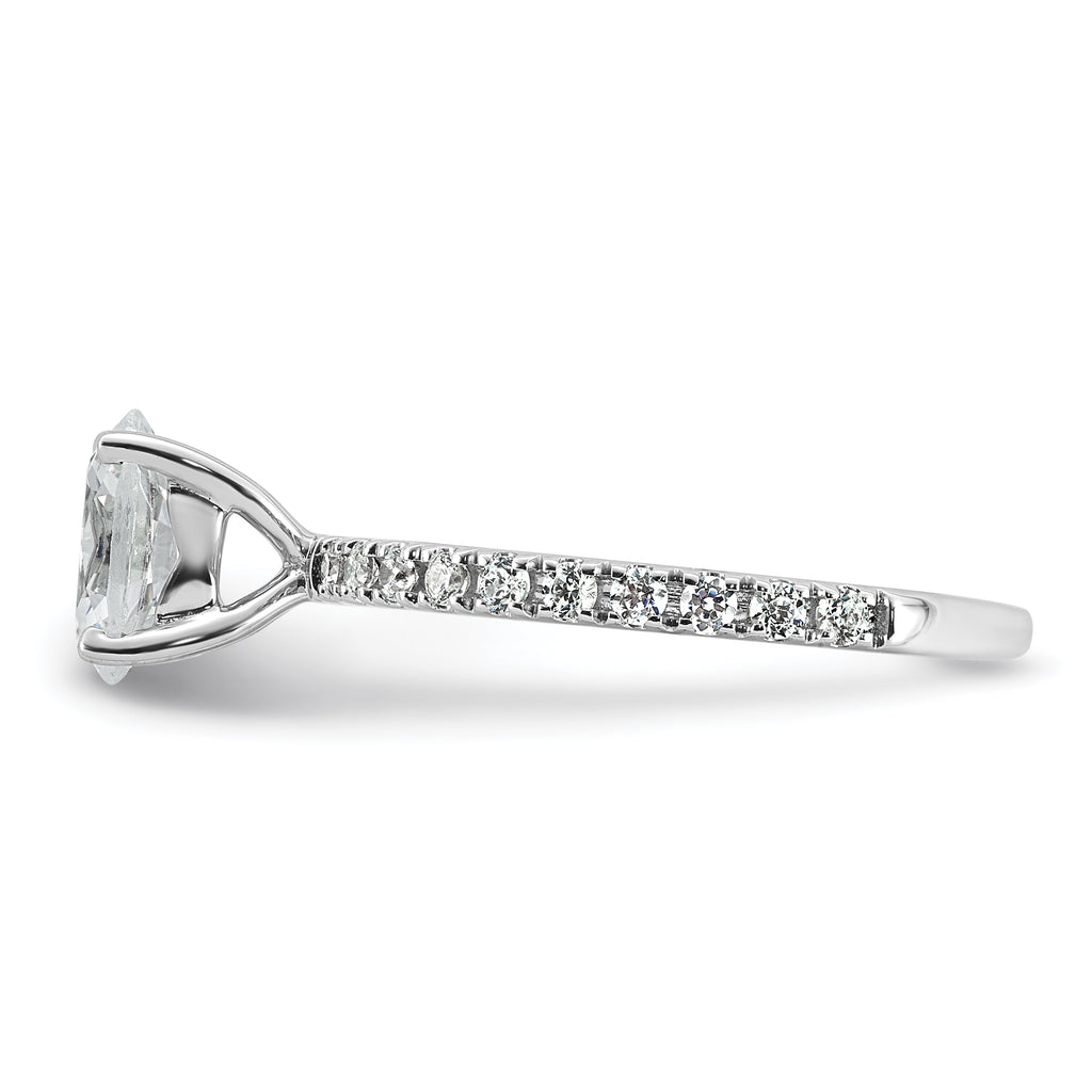 14k White Gold 1 1/3 carat Lab Grown Diamond VS+ F+ Oval Complete Shared Prong Engagement Ring