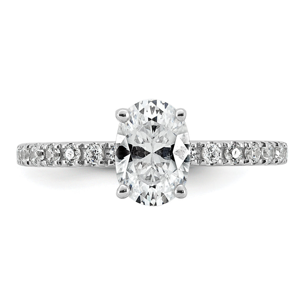 14k White Gold 1 1/3 carat Lab Grown Diamond VS+ F+ Oval Complete Shared Prong Engagement Ring