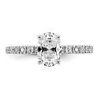 14k White Gold 1 1/3 carat Lab Grown Diamond VS+ F+ Oval Complete Shared Prong Engagement Ring